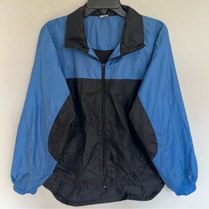 Men’s Vintage Cheetah Lightweight Windbreaker Track Jacket Blue Size Large